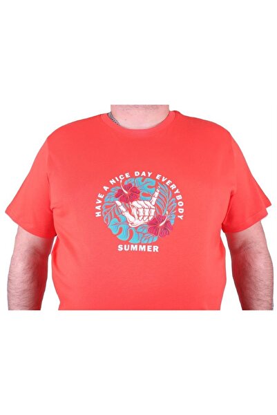 MocGrande Ανδρικό μπλουζάκι μεγάλου μεγέθους - Crew Neck, Summer 23119 Pomegranate Flower