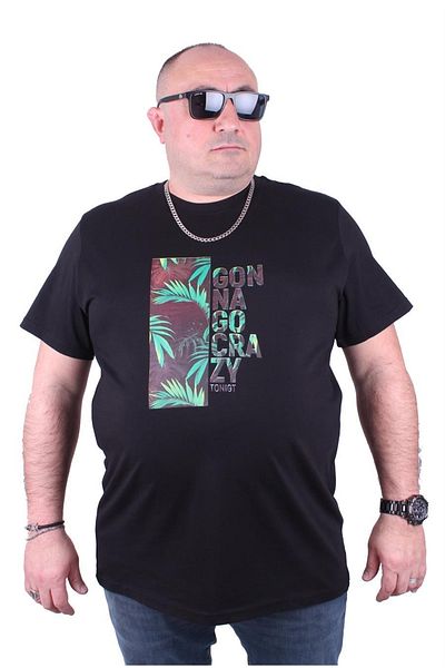 MocGrande Large Size Men's Crew Neck T-Shirt Crazy 23116 Black