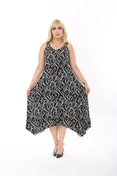 mezura tekstil Summer Strappy Combed Cotton Asymmetrical Cut Plus Size Dress