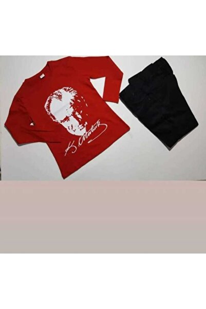 MERALKİDS Atatürk Baskılı Pantolon T-shirt Takımı