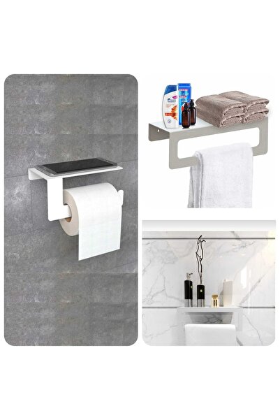 DERDENİX Raflı Banyo, Mutfak ,tuvalet Havlu Askılığı-rulo Havlu Askılığı -tuv...