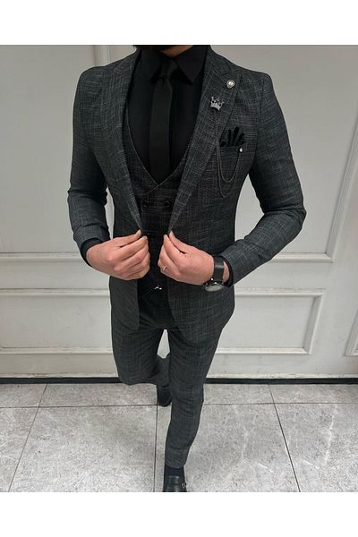 Biçeq Collection Slim Fit Slim Suit with Vest