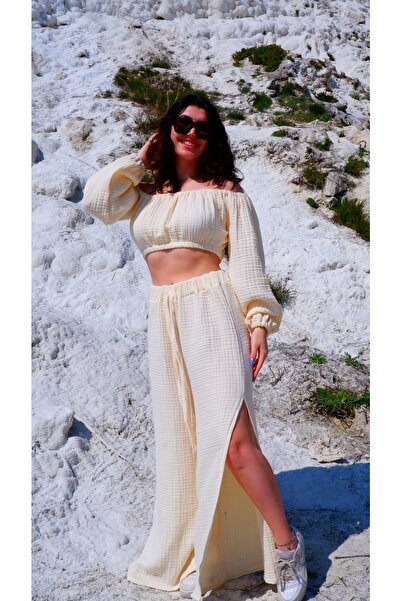 PANCHY CANKY Muslin Colored Slit Trousers Set