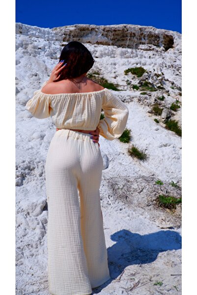 PANCHY CANKY Muslin Colored Slit Trousers Set