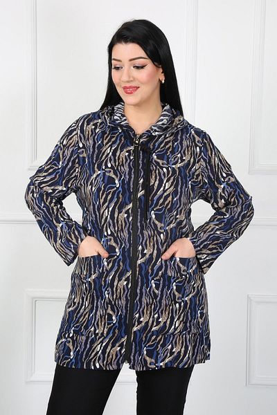 By Alba Collection Ζακέτα Kasin Navy Blue Cotton Viscose Plus Size