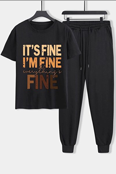 Trend Sizde Unisex Fine Printed Top Bottom Tracksuit Set