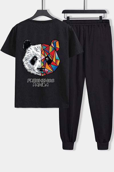 Trend Sizde Σετ φόρμας Unisex Panda με στάμπα πάνω κάτω