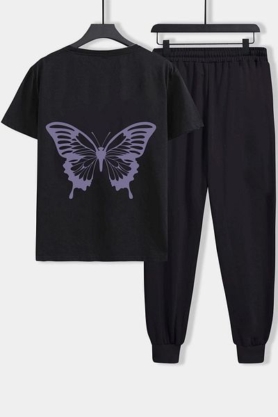 Trend Sizde Σετ φόρμας Unisex με στάμπα πεταλούδας στο επάνω μέρος