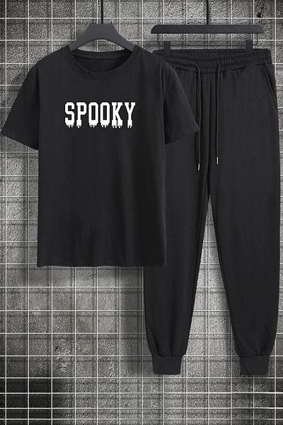 Trend Sizde Σετ φόρμας Unisex Spooky Printed Top Bottom