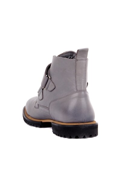 SailLakers - Gray Leather Velcro Men's Boots 102-3657-8-1155