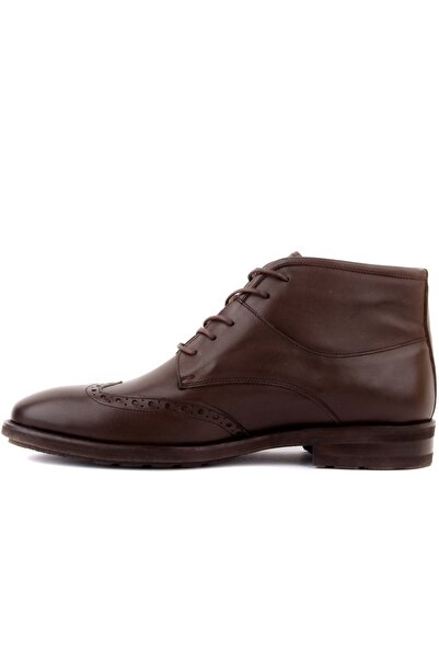 SailLakers - Καφέ δερμάτινες ανδρικές μπότες με κορδόνια 102-3810-115584
