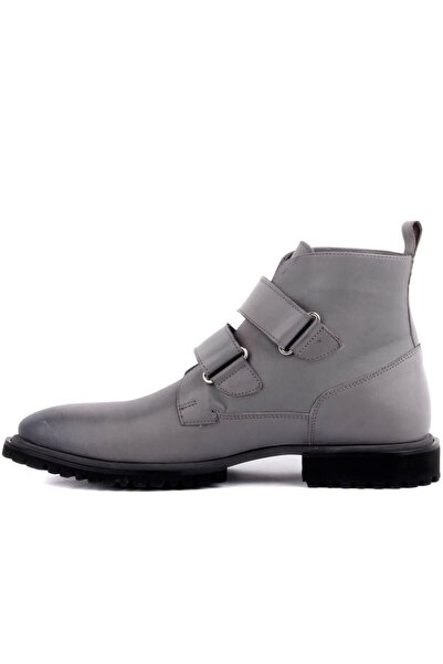 SailLakers - Gray Leather Velcro Men's Boots 102-3657-8-1155
