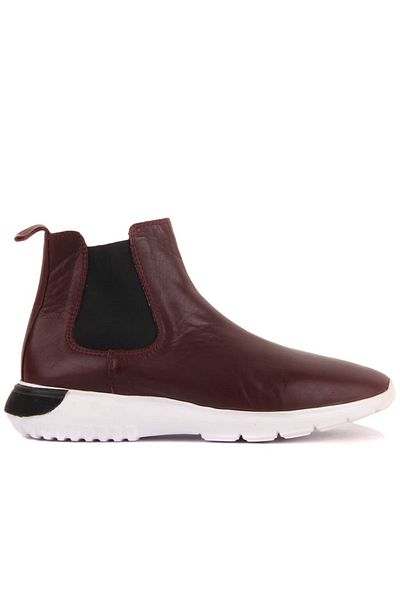 SailLakers - Claret Red Leather Men's Chelsea Boots Without Zipper