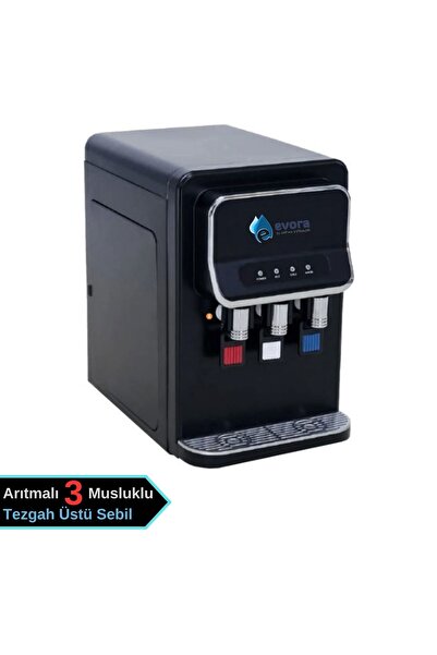 Evora Tezgah Üstü Sebil Arıtmalı 3 Musluklu (sıcak, Normal, Soğuk) Siyah Su S...