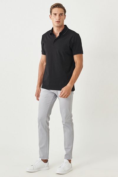 ALTINYILDIZ CLASSICS Men's Gray 360 Degree All-Direction Stretching Slim Fit Slim Fit Cotton Casual Pants..