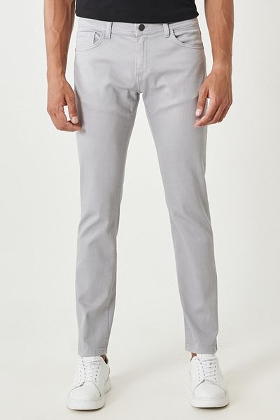 ALTINYILDIZ CLASSICS Men's Gray 360 Degree All-Direction Stretching Slim Fit Slim Fit Cotton Casual Pants..