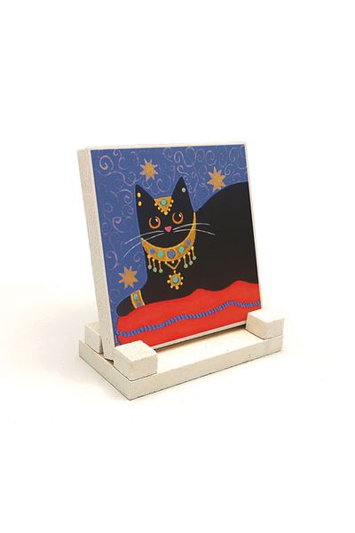 Sadrazam Cat Printed Natural Stone Tabletop