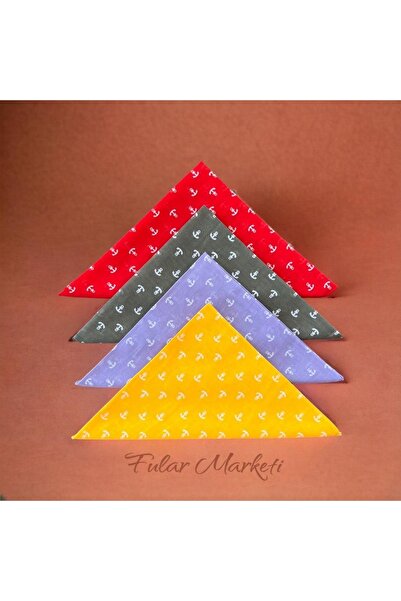 BANDANA MARKETİ Unisex 4-Piece Capa New Pattern 100% Cotton Bandana (Scarf Market) Yellow Khaki Red Lilac