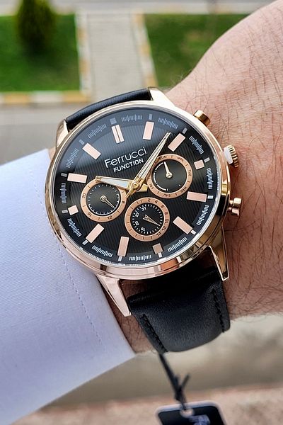 Ferrucci Rose Black Color Inner Indicators Active Function Men's Wristwatch