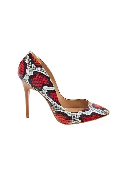 MADİVA Orange Colored Snake Patterned 10 cm Heeled Stiletto