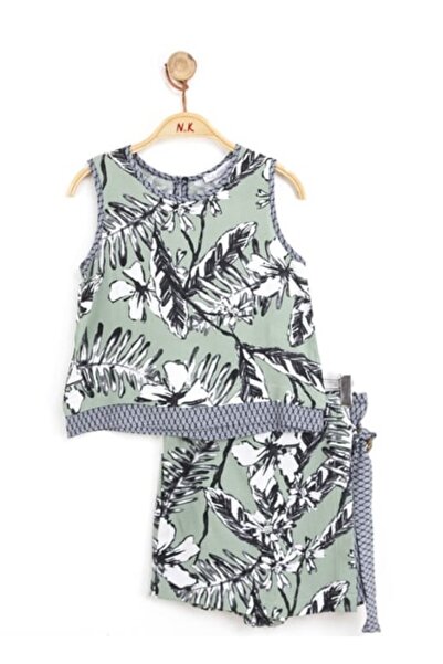 nk kids Girl's 100% Viscose Mint Color Blouse Skirt Shorts Bottom Top Set of 2