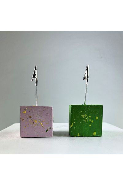 oasis decoration Green Pink Colorful Splash Cube Note Holder Set of 2