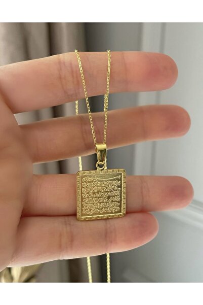 emy by emel luxury silver jewelry Altın Kaplama Ayetel Kürsi Dua Kolye 925 Ayar Gümüş
