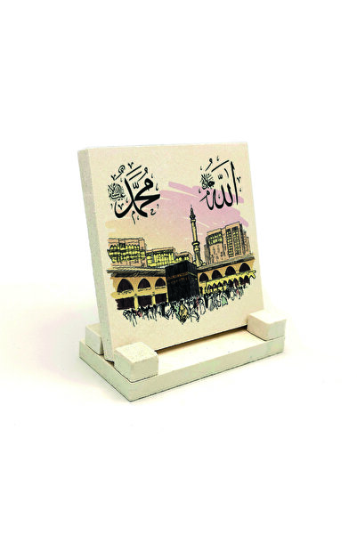Natural Stone Desktops with Allah and Muhammad on the Image of Kaaba-i Şerif