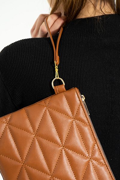 bibags Taba Quilted Portfolio Clutch Bag Βραδινή τσάντα φορέματος