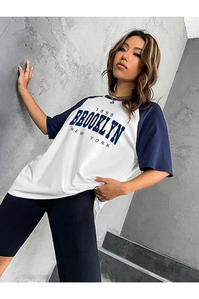 Machetta Μπλουζάκι Unisex Oversize με στάμπα Brooklyn σε λευκό χρώμα