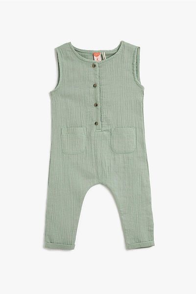 Koton Baby-Overall aus Musselin-Stoff mit Knöpfen, ärmellos und Taschen, 3smb40069tw