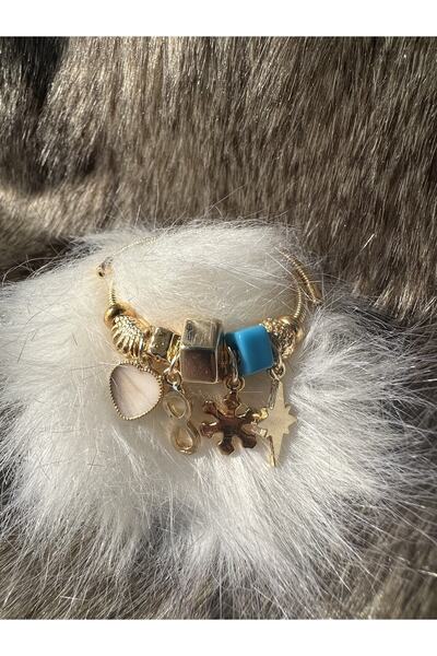 Everglow Jewelry Charm Detaylı Gold Çelik Bileklik