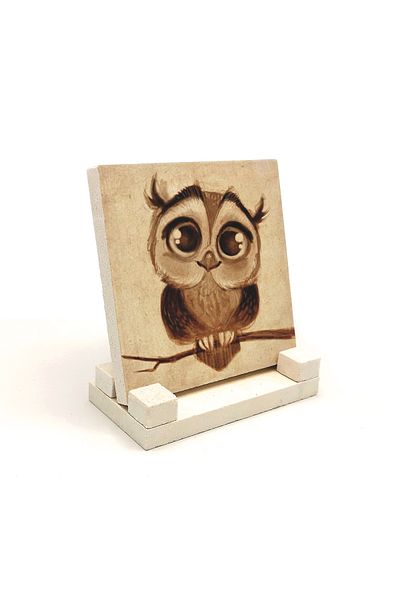 Sadrazam Owl Printed Natural Stone Tabletop