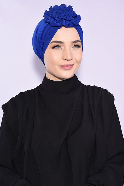 Ns nowascarf Double Sided Rose Gathered Bonnet Saks Blue - Saks