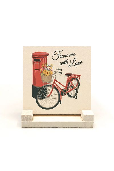 Sadrazam Natural Stone Desktop with Dutch Bicycle Image Printed