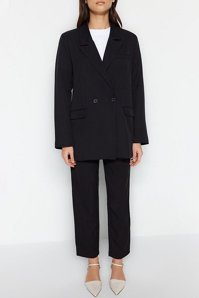 Trendyol Modest Schwarzer Blazer, Jacke, Hose, gewebter Unterteil, Oberteil, Anzug TCTAW23US00132