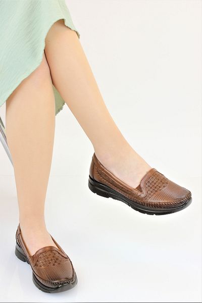 Forelli Women's Laceless Genuine Leather Orthopedic Patterned Mother Shoes