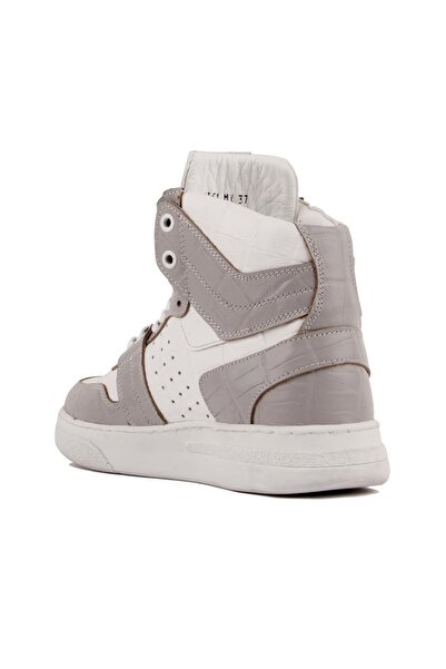 SailLakers - Gray, White Leather Lace-Up Men's Sneaker 1507010-Skyhgz