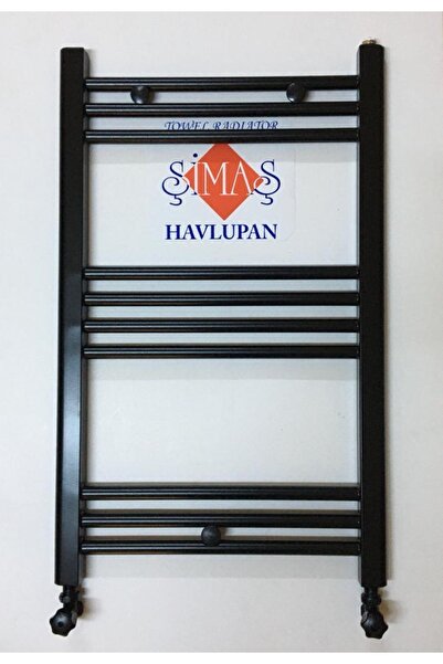 ŞİMAŞ HAVLUPAN 600x800 Siyah 10 Borulu Havlupan 2 Adet Radyatör Vanası Mat Siyah