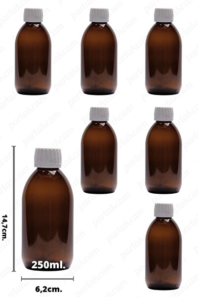 parlakcam Amber 250ml Cam Şişe Beyaz Kilit Kapaklı 6 Adet