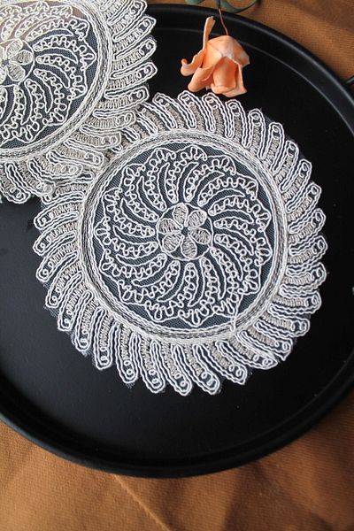 Emtory Home 6 τεμάχια Anthemis Chia Gold Cream Coaster & Cocktail Tissue