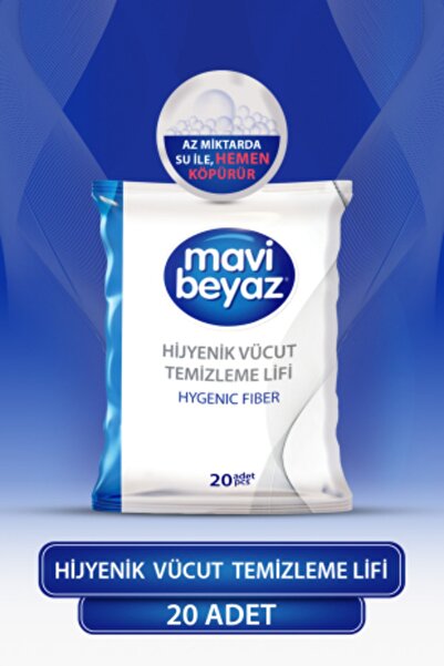 Mavi beyaz Hijyenik Vücut Temizleme Lifi 20 Adet