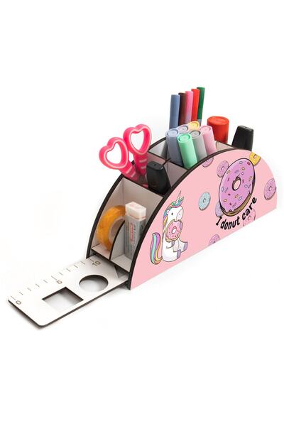 Notpa حامل قلم مكتبي خشبي Vip Unicorn مع مسطرة قوس قزح منظم للأطفال Vip76