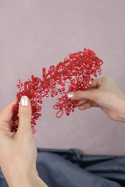GELD Αξεσουάρ για γυναικεία νύφη με κόκκινο κρύσταλλο και χάντρες από άμμο γι...