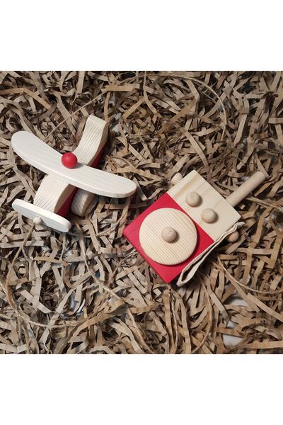 aswood Wooden Montessori Baby Wireless + Baby Airplane Toy Set,waldorf Toy,gift Children's Toy +2 Years