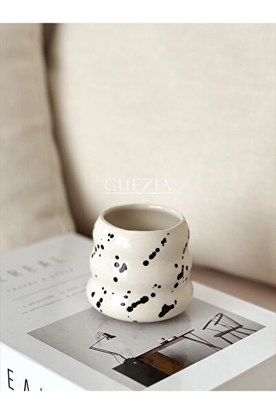 GUEZIA Seramik Dalmaçya Kupa | El Yapımı Seramik Dalmaçya Kupa | 230 Ml | 1 Adet