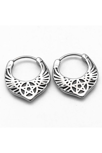 Viking Drop Model Pentagram Embroidered Ring Snap Men's 316l Steel Earrings