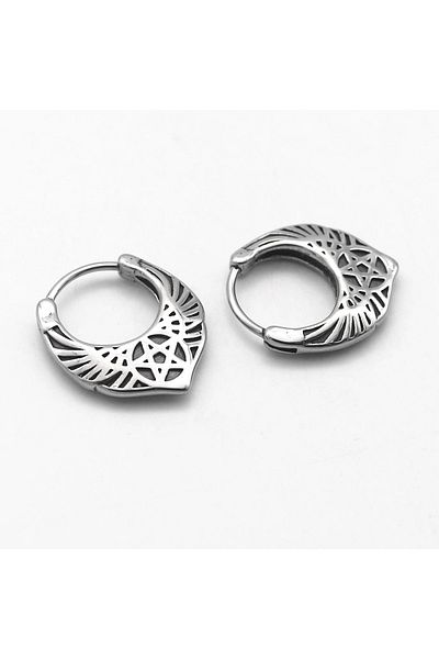 Viking Drop Model Pentagram Embroidered Ring Snap Men's 316l Steel Earrings