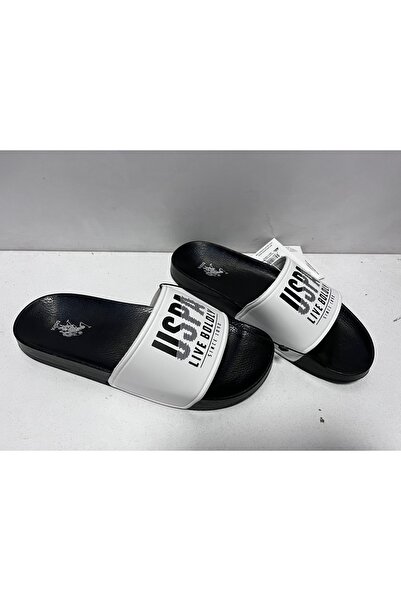 U.S. Polo Assn. U.S. Polo Assn. Ανδρικές παντόφλες μονόχρωμες λευκές με μία λ...