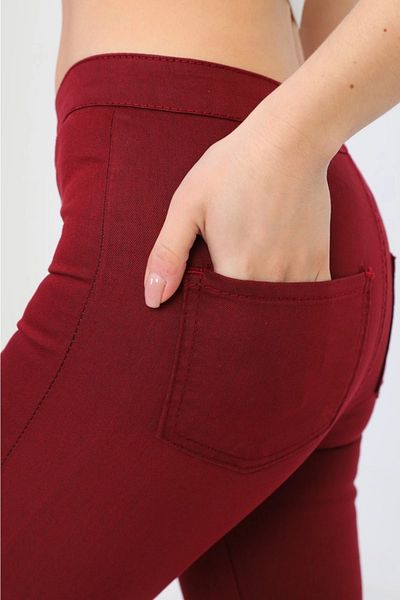 modakyra Legendary Women's Burgundy, Gabardine Fabric High Waist Trousers (BORDO)
